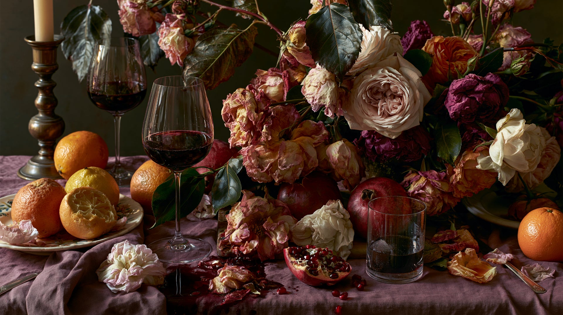 Still life with bottle and glass